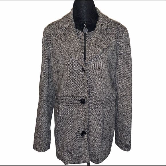 Esprit Houndstooth Wool Trench Coat - Picture 1 of 6